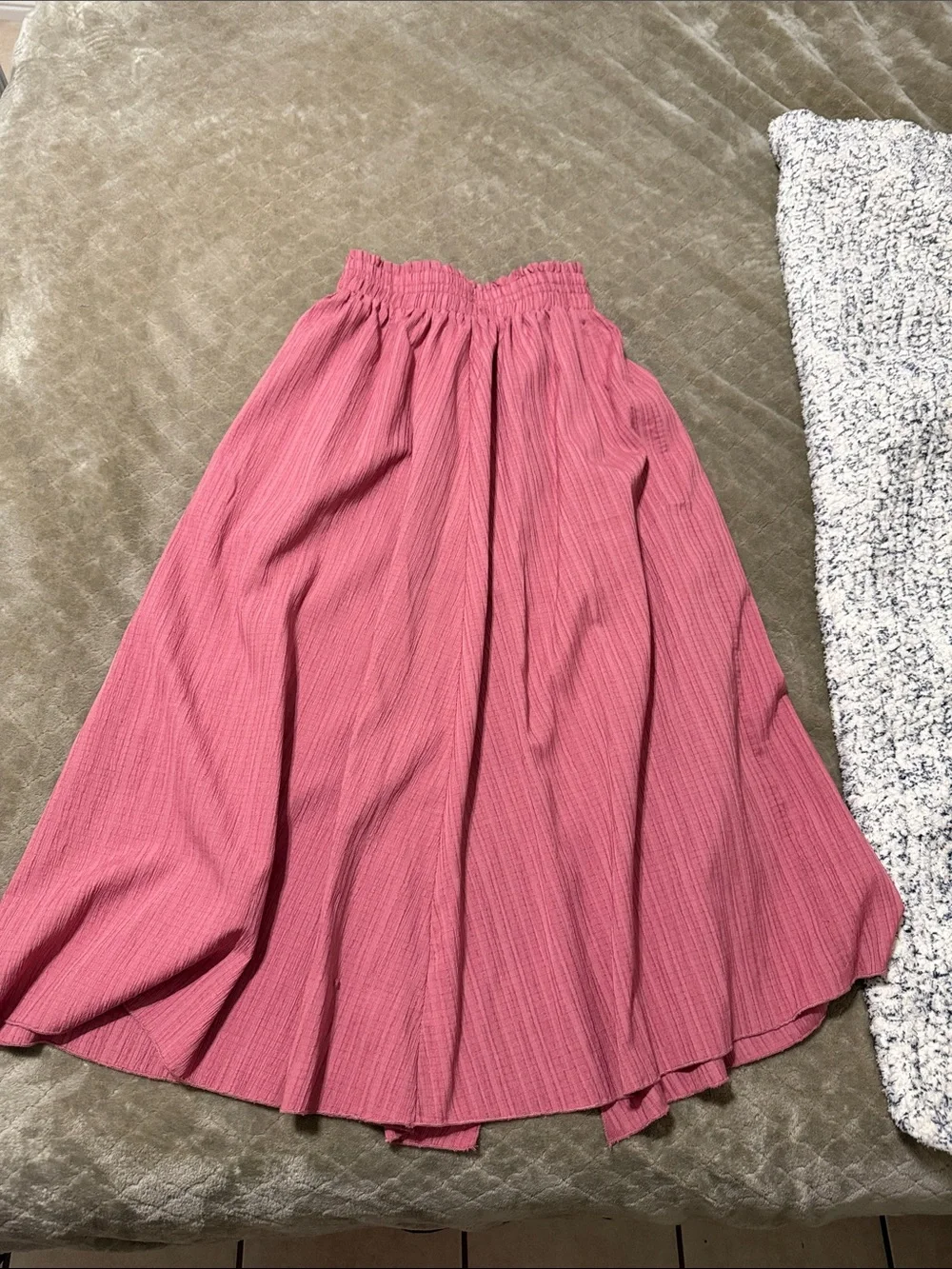 Women's Rose Pink Maxi Skirt with Smocked Waist